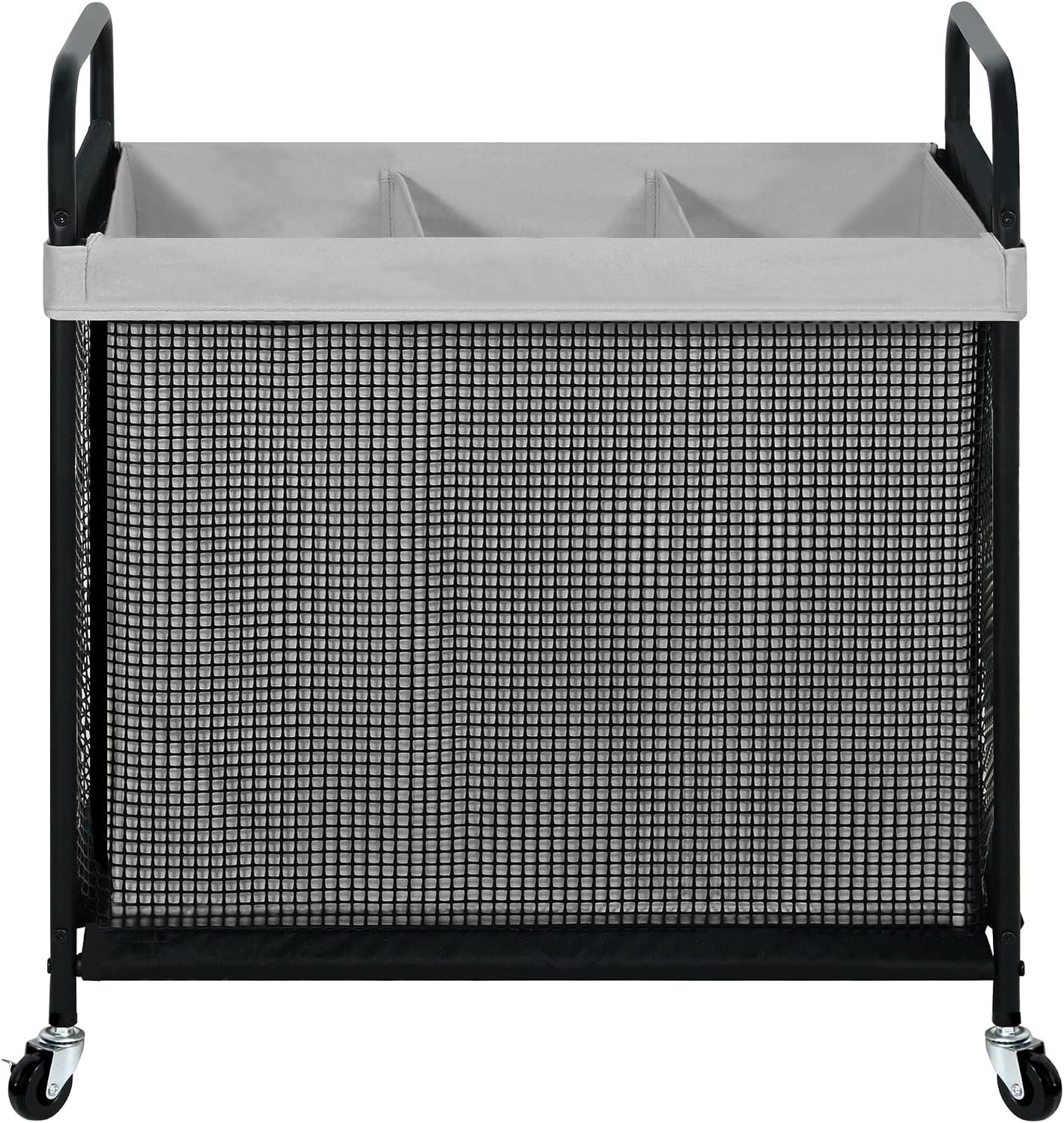 STO STO Laundry Hamper 3 Section, 120L Rolling Laundry Sorter Cart with Removable and Washable Liner Bag, Clothes Hamper with Wheels and Metal Handle for Laundry Room and Bedroom, Gray