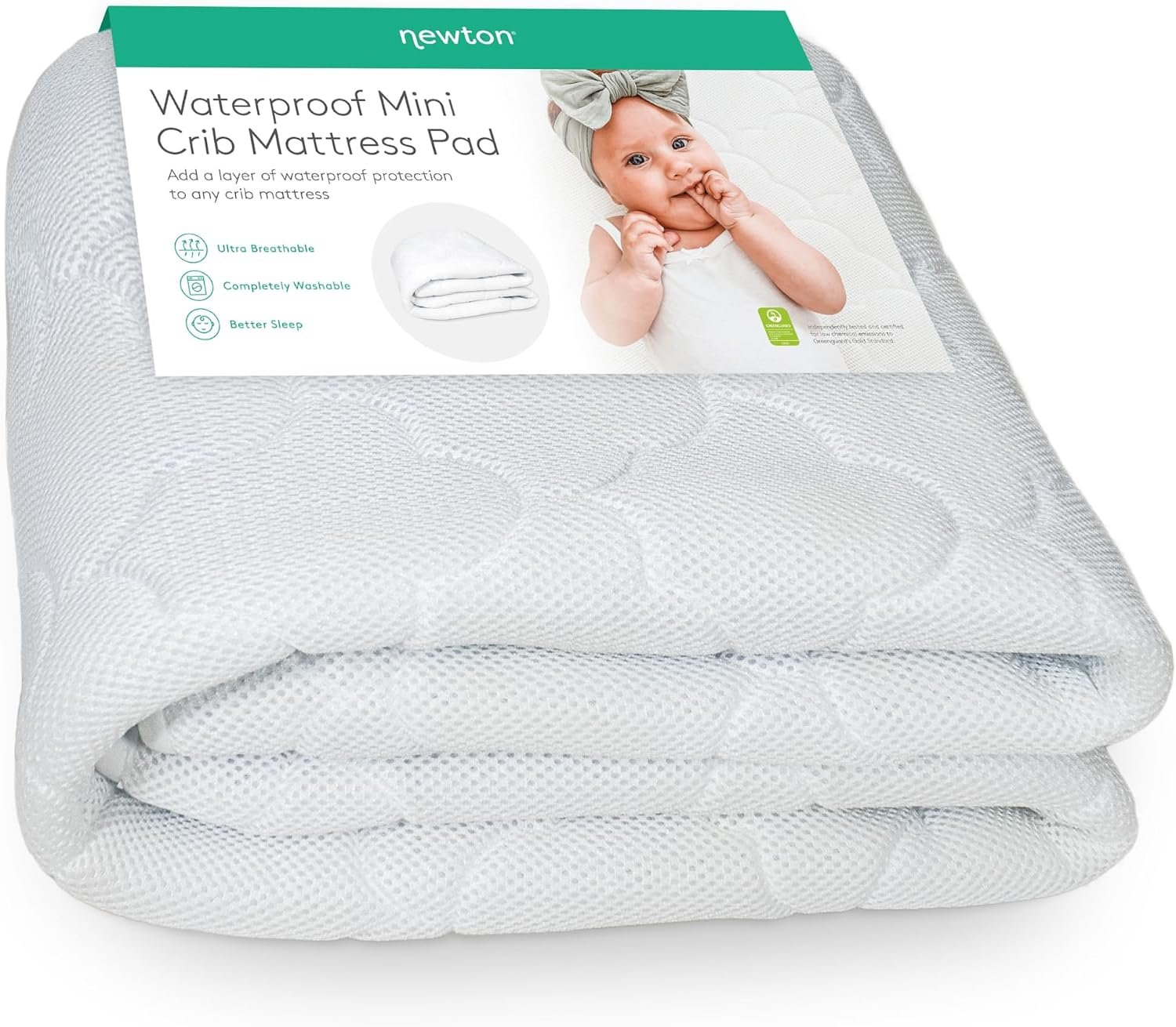 Newton Baby Waterproof Mini Crib Mattress Pad, Breathable