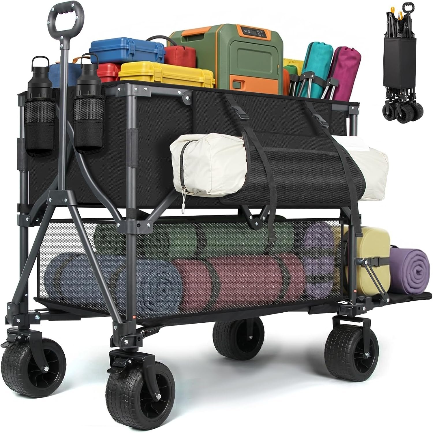 Double Decker Wagon 400L Large Capacity & 600LBS Foldable Utility Cart
