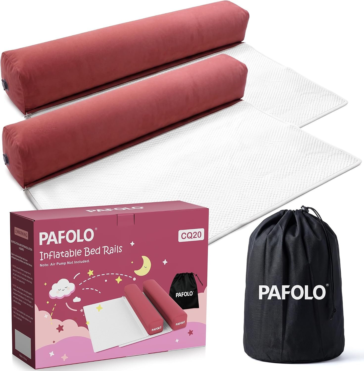 Inflatable Bed Rail, Portable Travel Bed Bumpers for Toddlers, 2 Pack