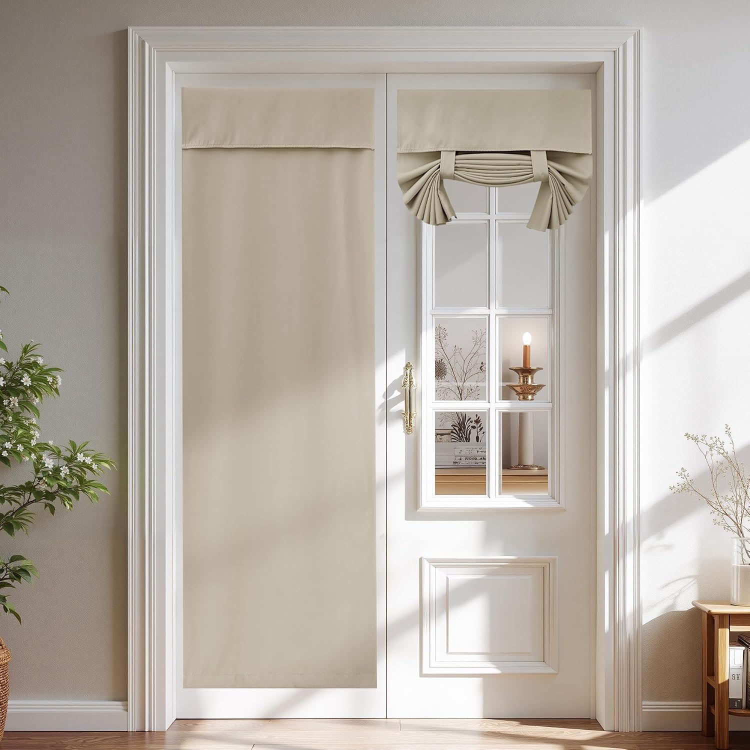 NICETOWN Natural 100% Blackout French Door Curtain for Kitchen Window