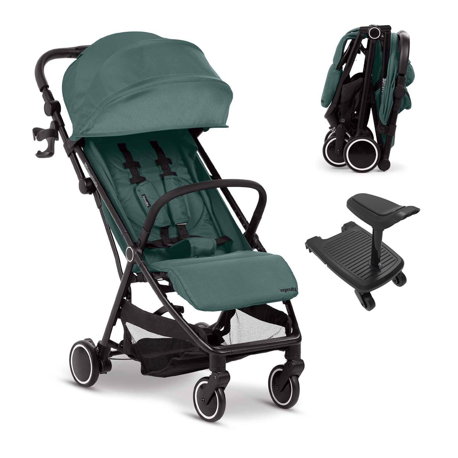 Ingenuity 3D Travelmate Pro Travel Stroller with Fold-Away Ride-On Board
