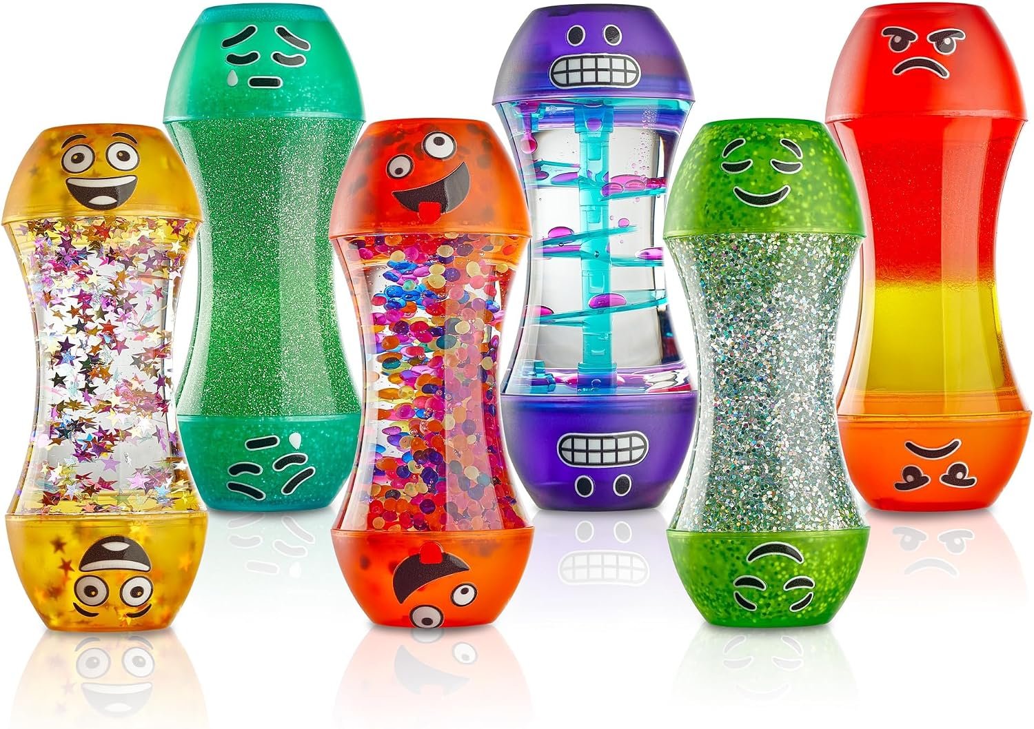 Special Supplies Liquid Motion Bubbler Toy Cool Emotion Tubes 6-Pack Colorful Hourglass Timer with Droplet Movement, Bedroom, Sensory Play, Cool Home or School