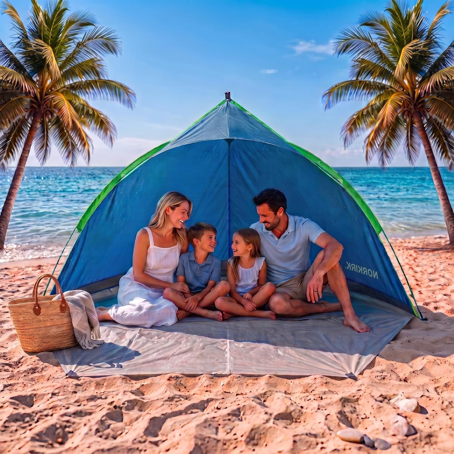 Beach Tent Sun Shelter – UPF 50+ UV Protection, Lightweight Portable Pop-Up Canopy, Windproof Shade with Sandbags, Carry Bag for Beach, Camping & Outdoor Travel (Dark Blue)