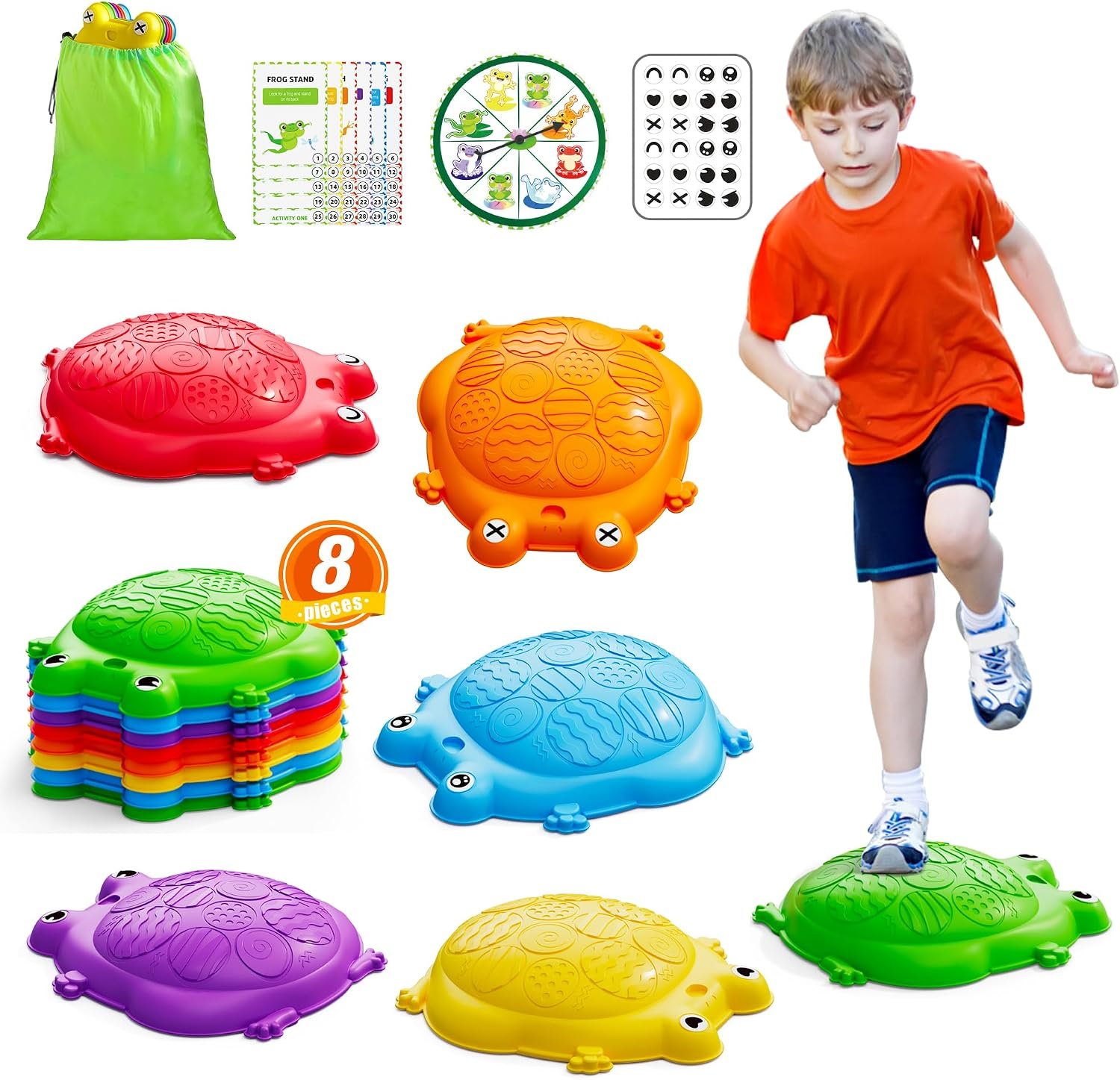 HYES Stepping Stones for Kids, 8PCS Non-Slip Balance Steps Stones