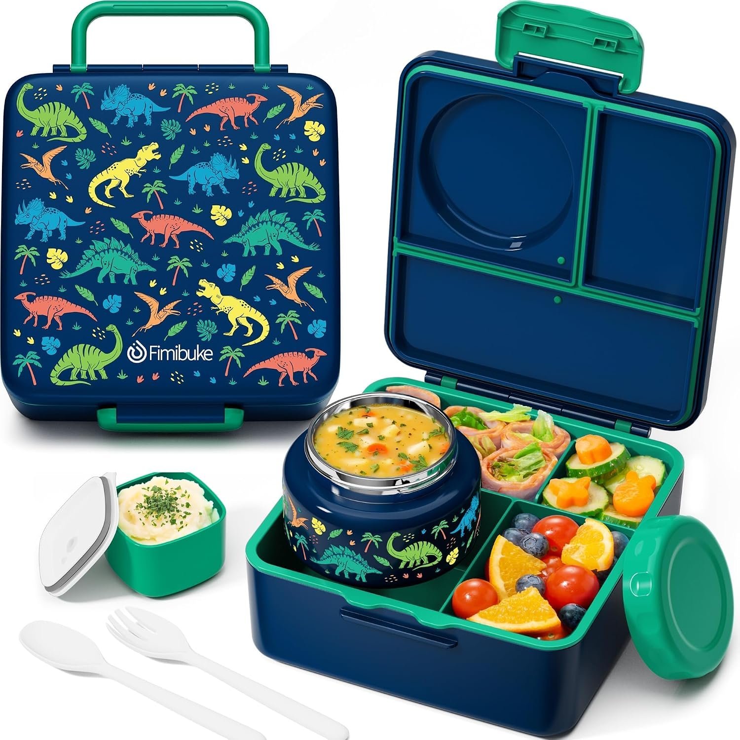 Fimibuke 60oz Leakproof Bento Lunch Box for Kids with 8.5oz Thermo Food Jar