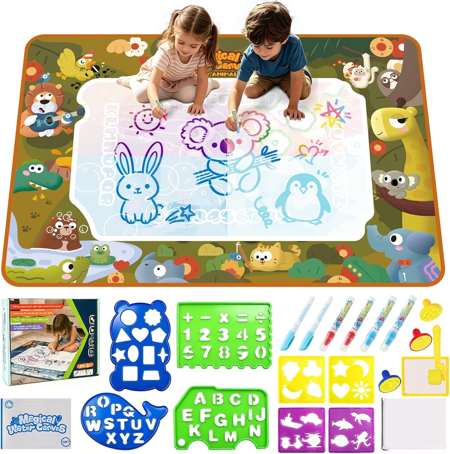 Animal Water Doodle Mat, Large 40 x 32 Magic Drawing Mat