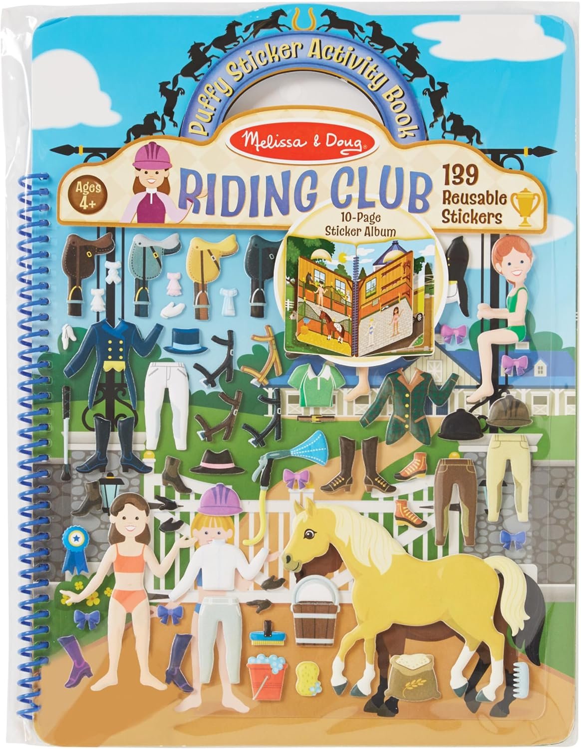 Melissa & Doug Puffy Sticker Activity Book: Riding Club – 139 Reusable Stickers