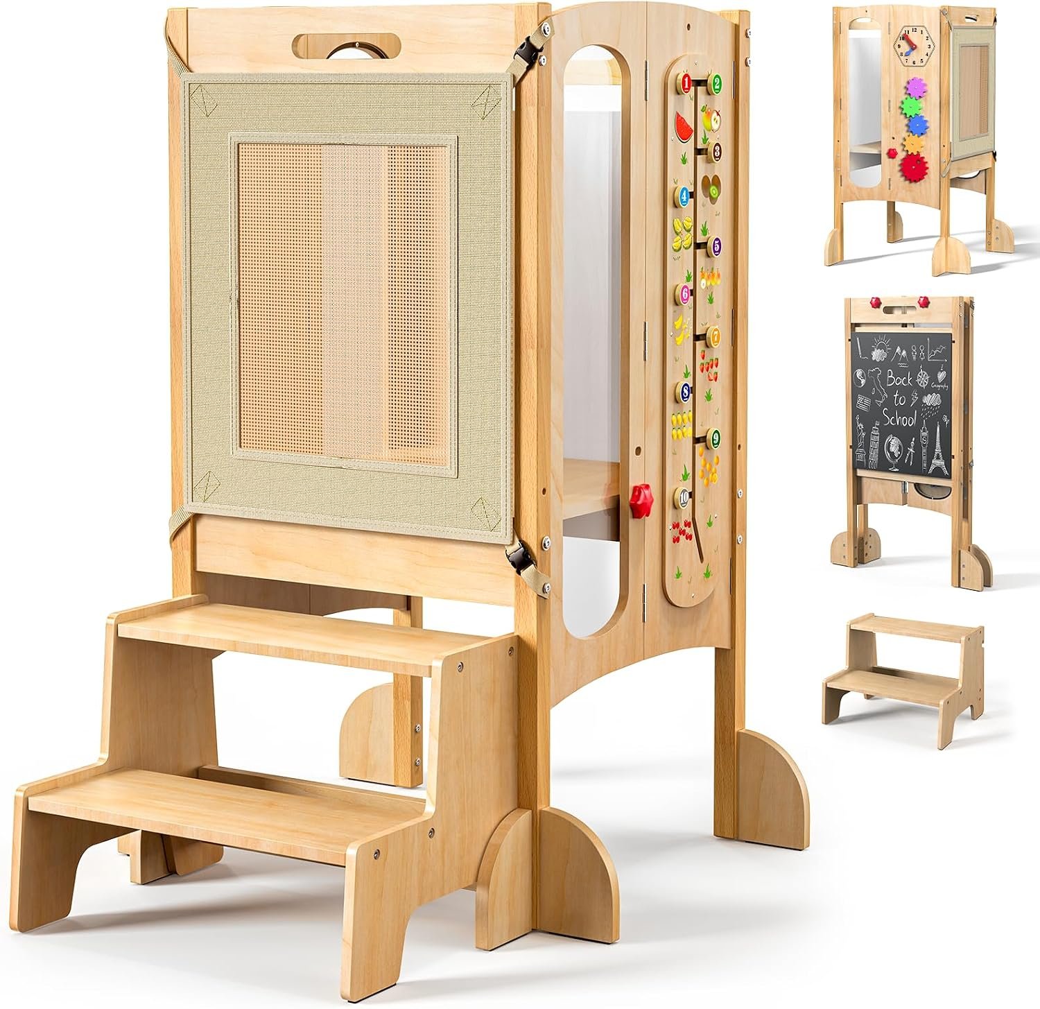 Foldable Toddler Tower with 2 Step Stool, 150-Pound Capacity