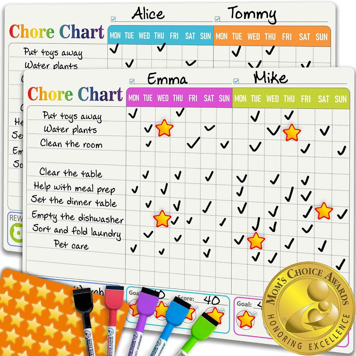 Magnetic Chore Chart for Kids Multiple Kids – Dry & Erase Board for Family