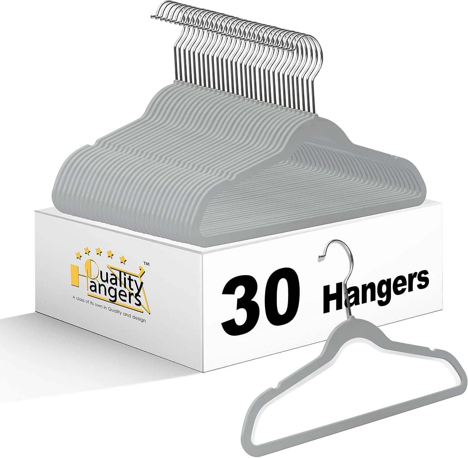 Quality Kids Plastic 30 Pack Non Velvet Non-Flocked Thin Compact Children’s Hangers Swivel Hook for Shirts Blouse Coats (Gray, 30)