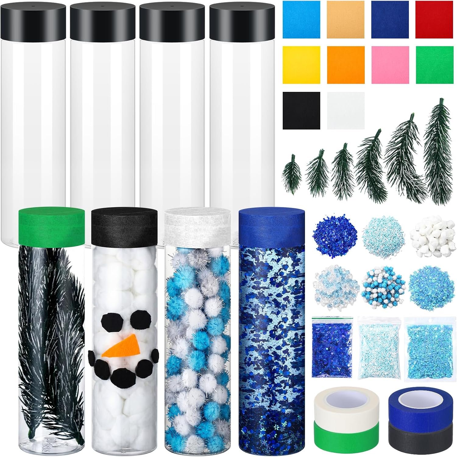 12 Pcs Winter Sensory Bottle Kits Winter Sensory Bin Filler