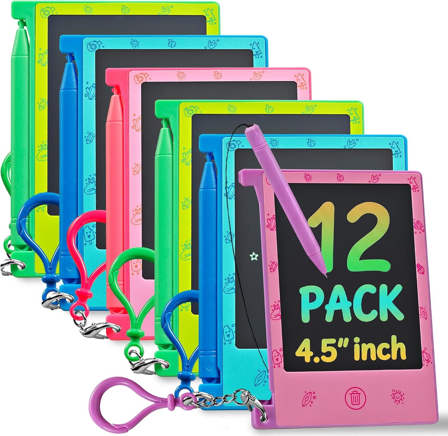 4.5-Inch LCD Writing Tablets (12-Pack) Party Favor Drawing Boards for Kids