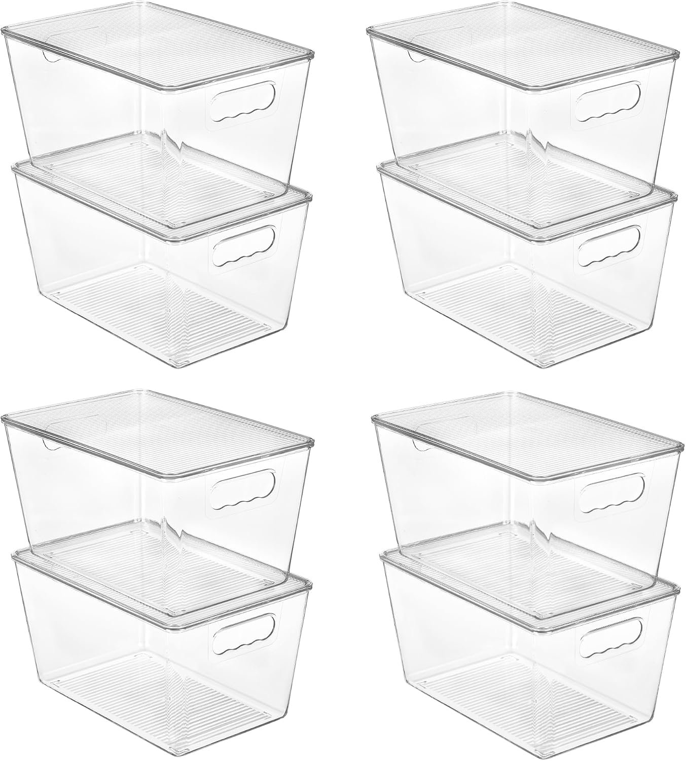 Vtopmart 8 Pack Clear Stackable Storage Bins with Lids and Handles, Large
