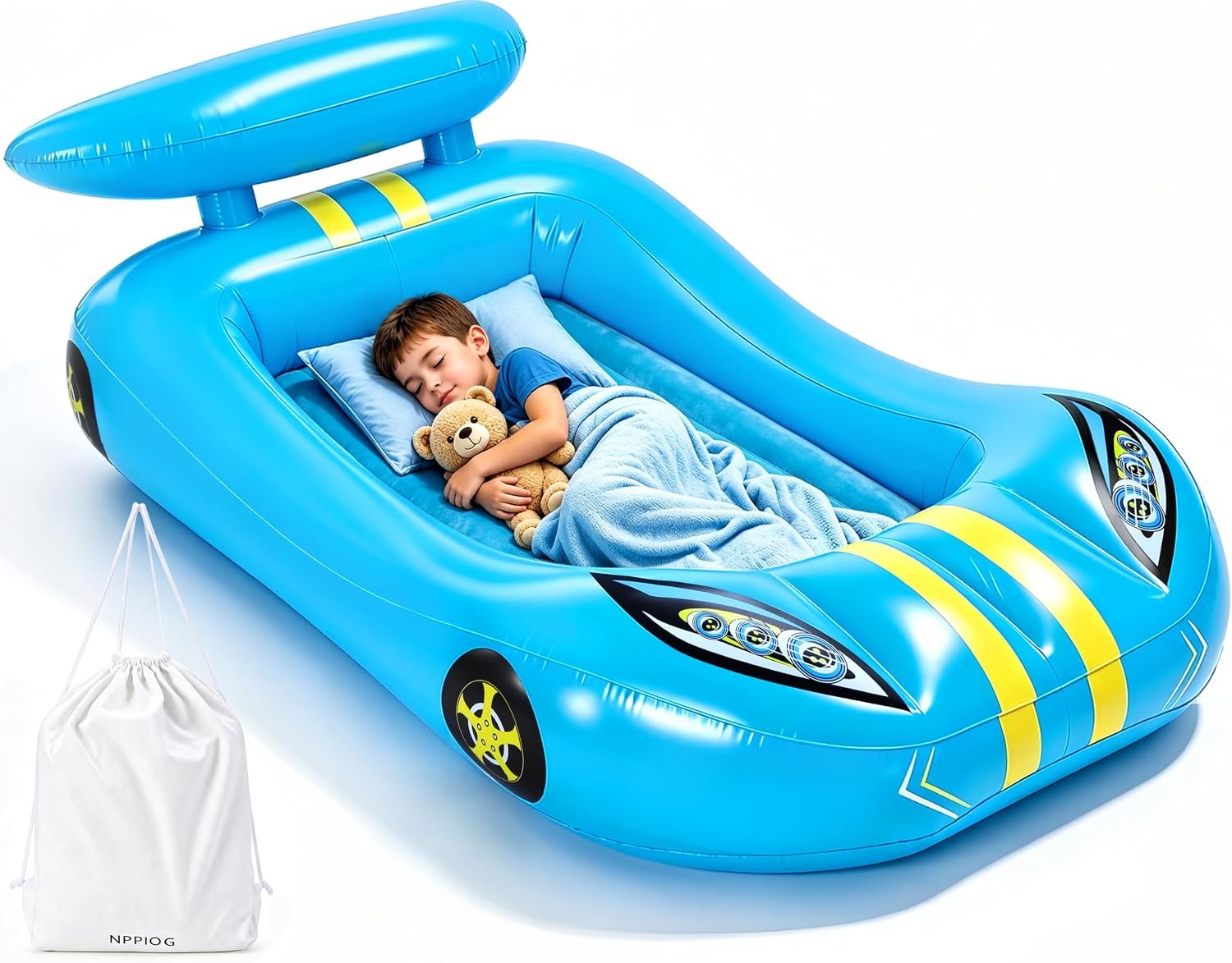 Toddler Travel Bed with 14″ Safety Guardrails, Inflatable Kids Air Mattress