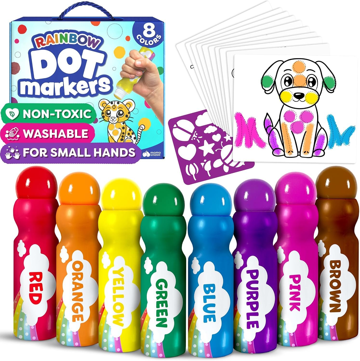 Dot Markers For Toddlers 1-3 – Dot Art Paints Washable For Kids – Includes Printed & PDF Coloring Sheets – Toddler Arts And Crafts for Kids Ages 2-4 – Preschool Learning Activities, Bingo Daubers