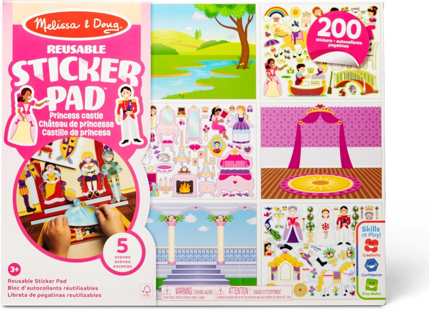 Melissa & Doug Reusable Sticker Pad: Princess Castle – 200+ Stickers and 5 Scenes