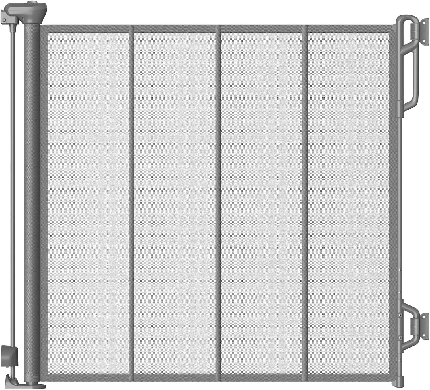 SPACEANY Reinforced Retractable Baby Gate, 55″ W x 33.5″ H, Gray