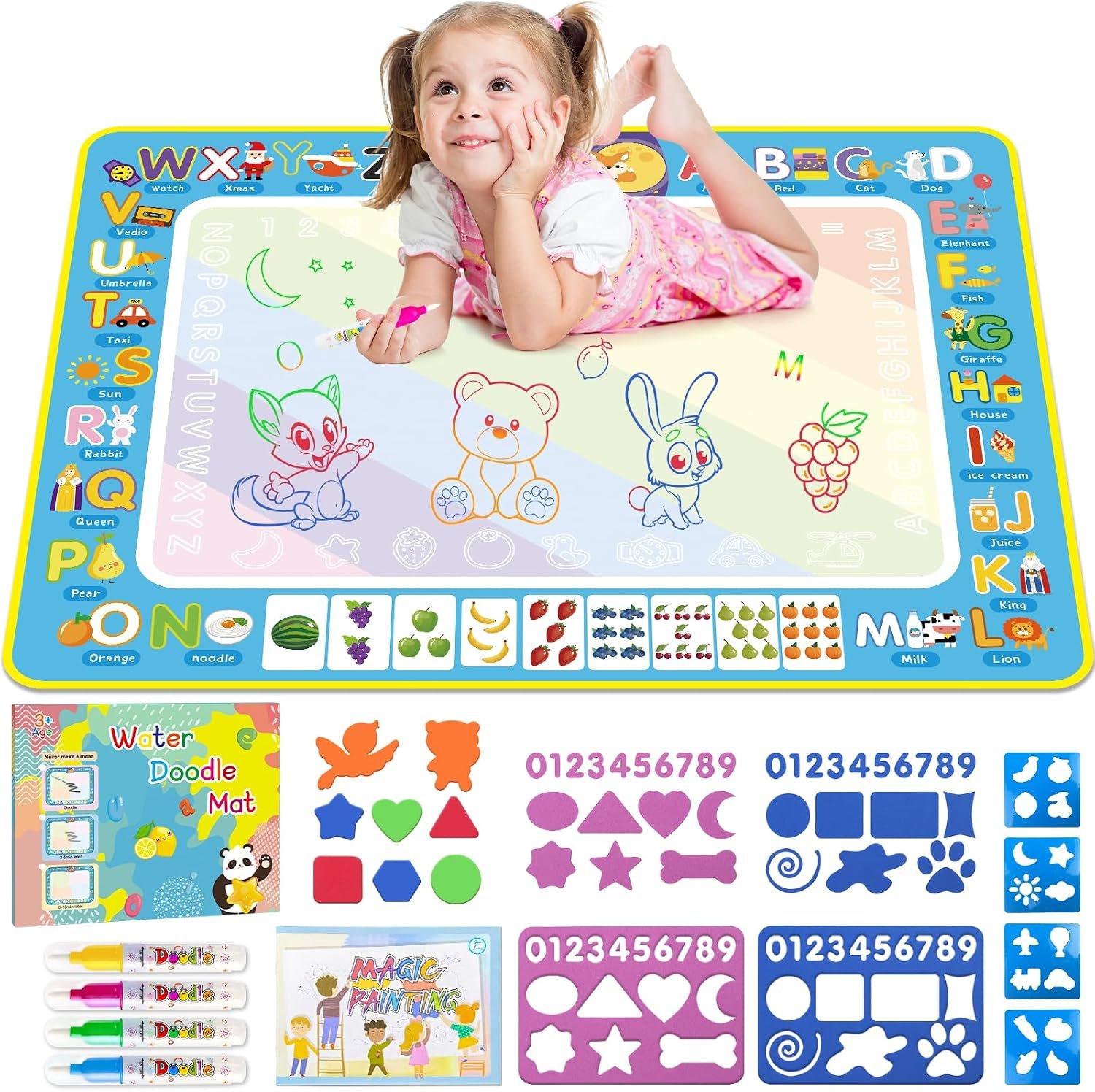 32 x 24 Inch Water Doodle Mat for Kids Mess Free Painting Writing Drawing