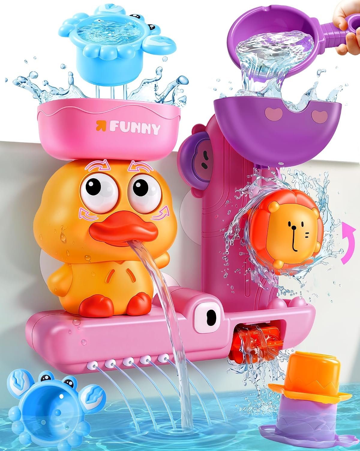 Toddler Bath Toys for Kids Ages 1-3 Waterfall Bathtub Toys for Toddlers 2-4