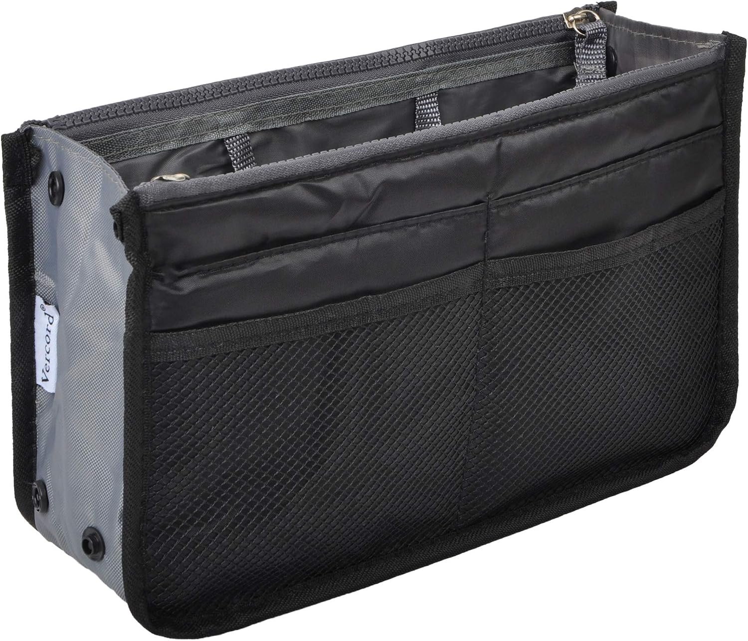 Vercord Purse Organizer Insert for Handbags Bag Organizers Inside Tote Pocketbook Women Nurse Nylon 13 Pockets Black Small