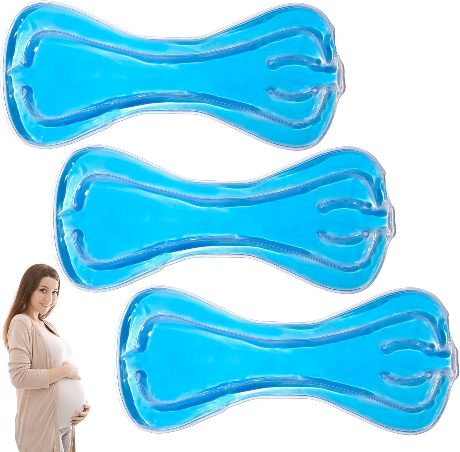 Perineal Cold Packs Gel, Reusable Postpartum Ice Pack, Hot and Cold Pads for After Delivery Essentials Postpartum-Uterine Cramps and Hemorrhoid Relief, Helps Reduce Swelling (Blue 3 Count)