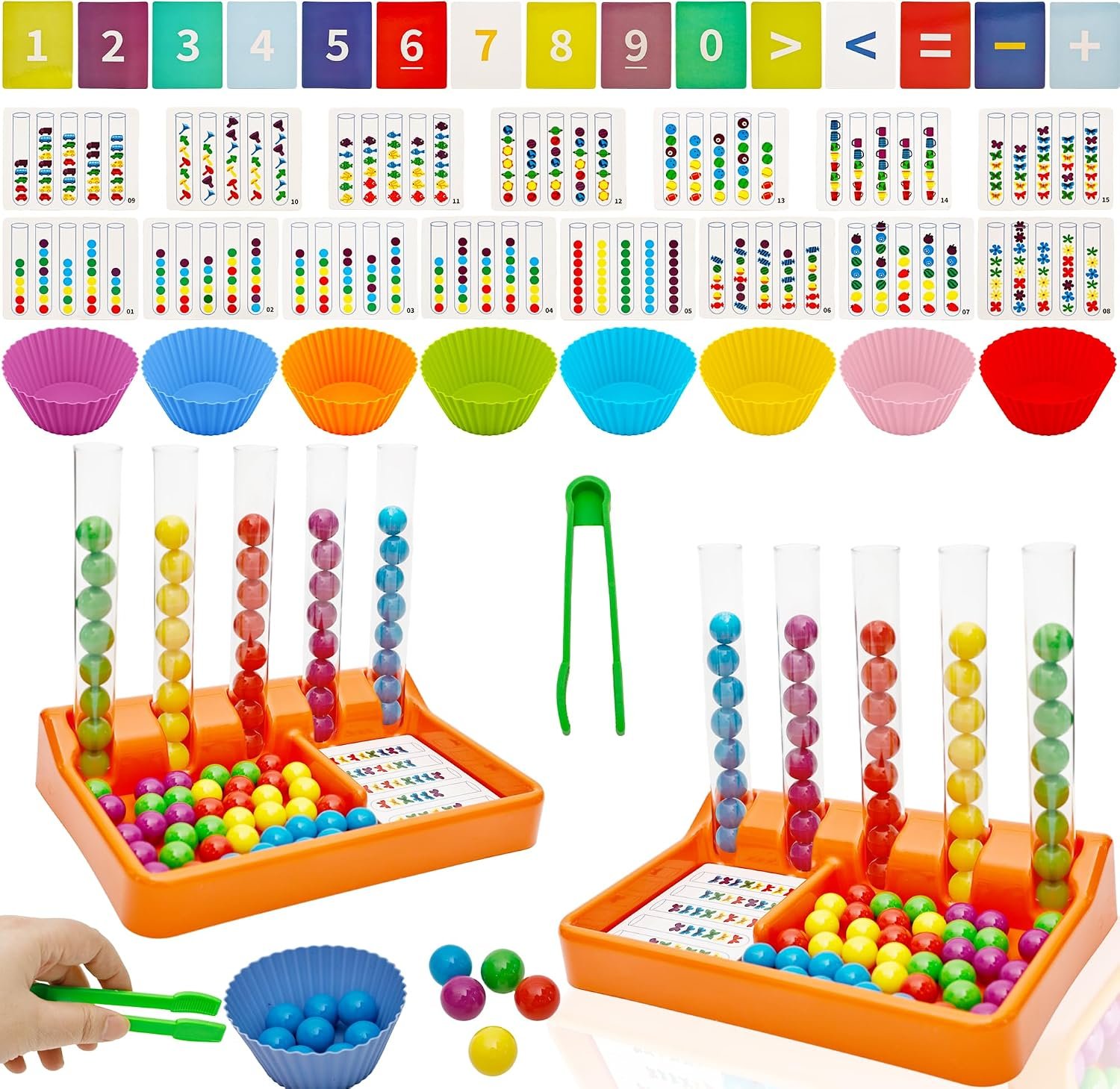 132 Pcs Counting and Color Sorting Toys Math Manipulatives Match Games Educational Learning Fine Motor Skills for Kids Preschool Kindergarten Learning Activities
