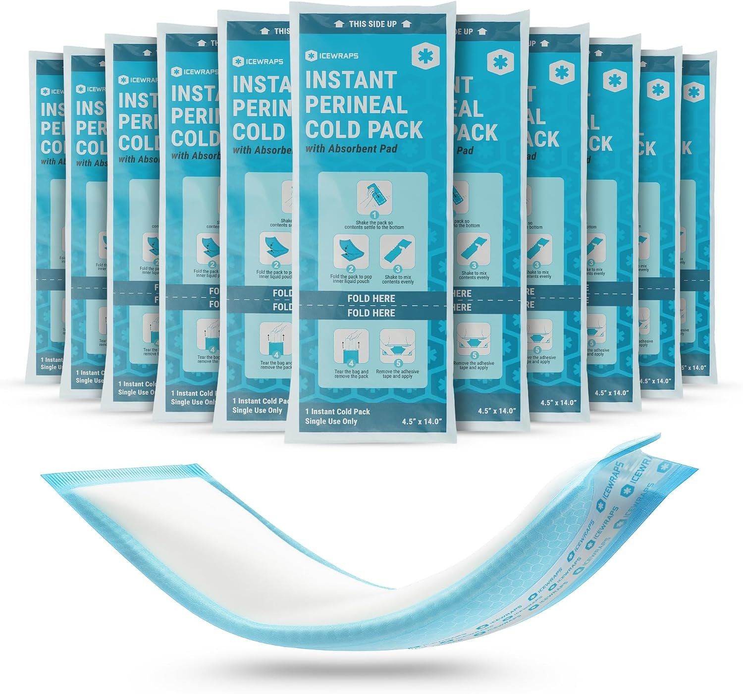 ICEWRAPS Instant Cooling Pad for Postpartum – 2-in-1 Maternity Pad, 12 Pack