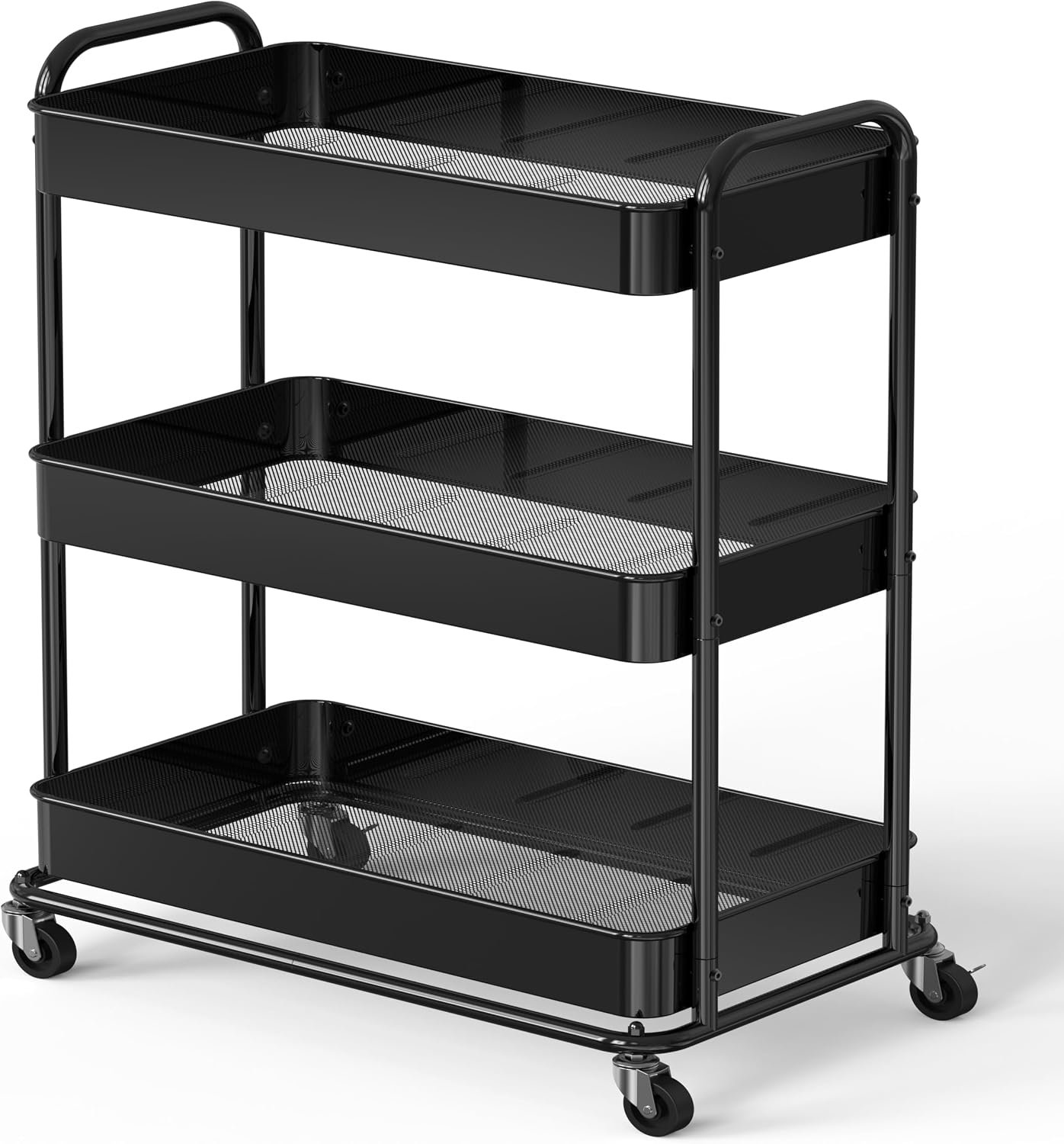 Simple Houseware 26″ Extra-Wide 3-Tier Heavy Duty Metal Utility Cart, Black