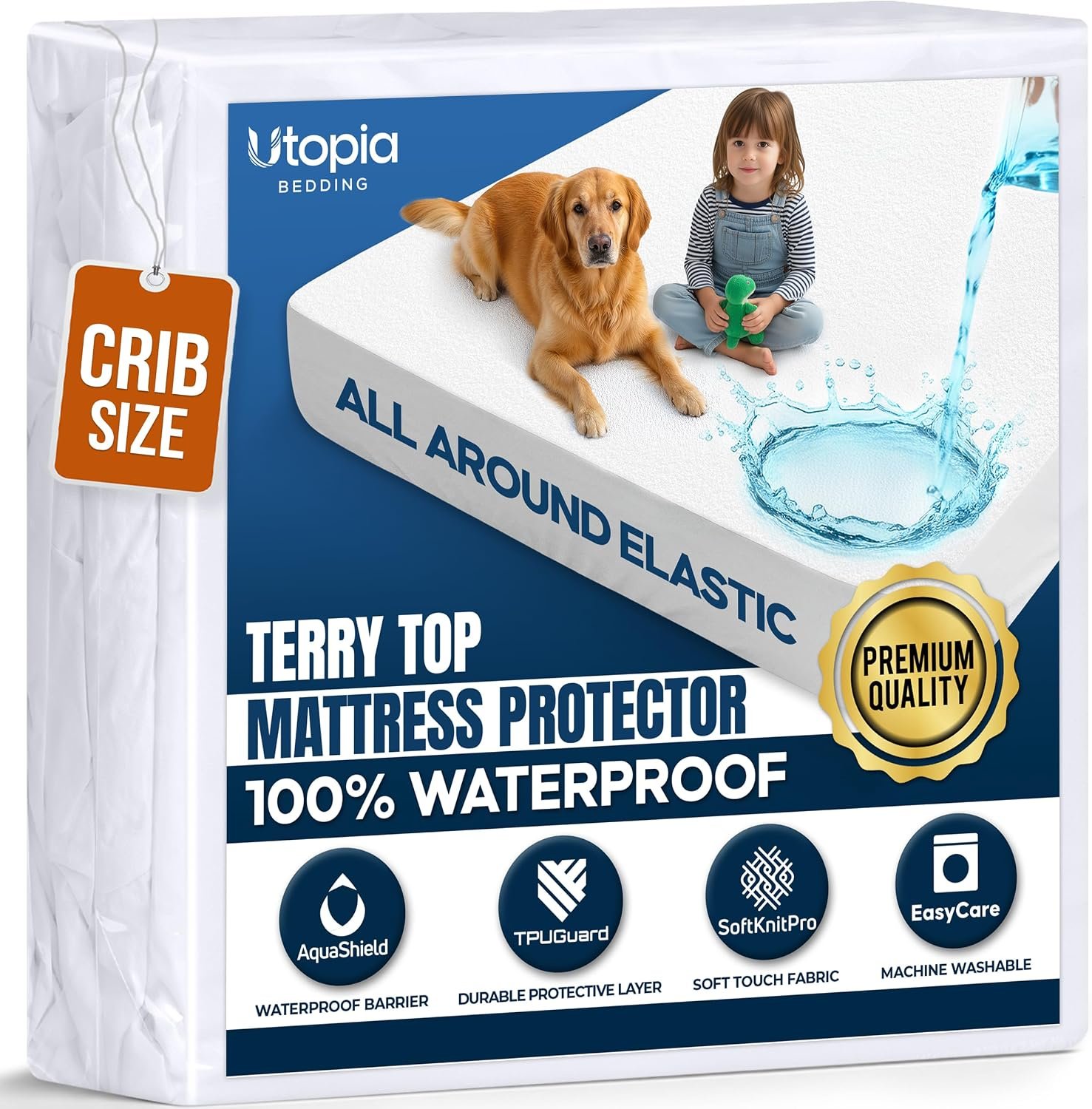 Waterproof Crib Size Mattress Protector fits Upto 5″ Deep Pocket