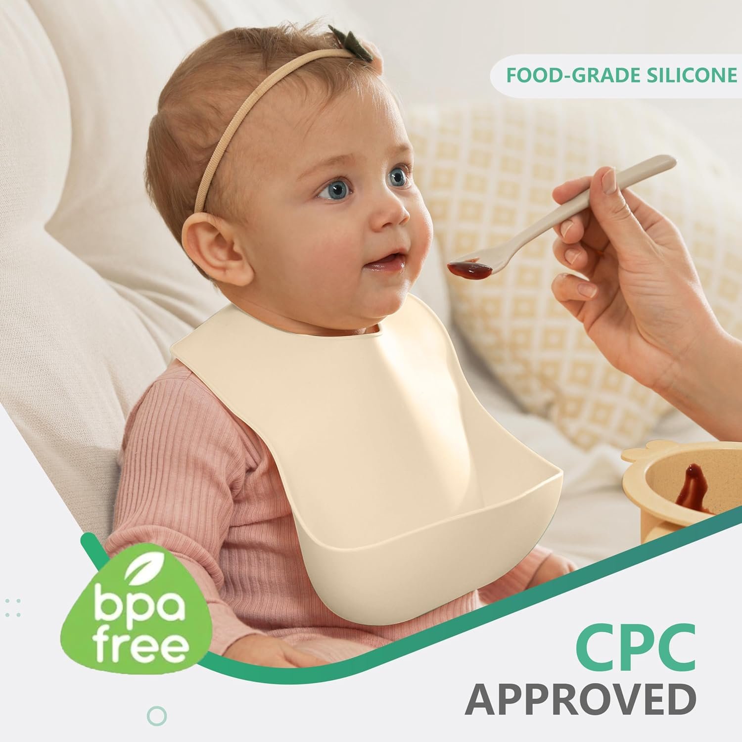 Cuddle Campus Set of 3 Silicone Bibs, Soft Adjustable Bibs for Boys & Girls