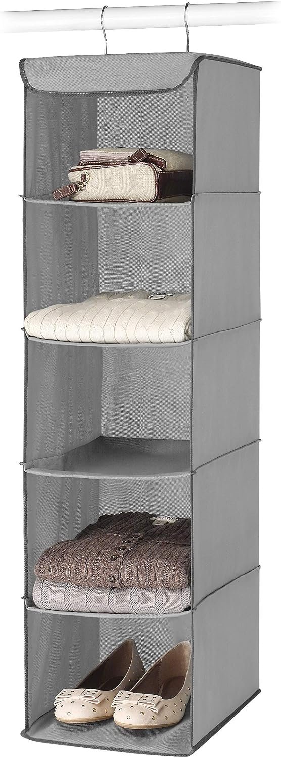 Whitmor 5 Section Closet Organizer – Hanging Shelves with Sturdy Metal Frame