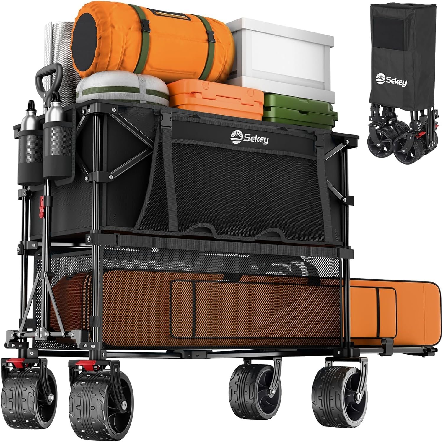 Sekey 400L Double-Decker Wagon, 500 lb Capacity, 50 in Extender