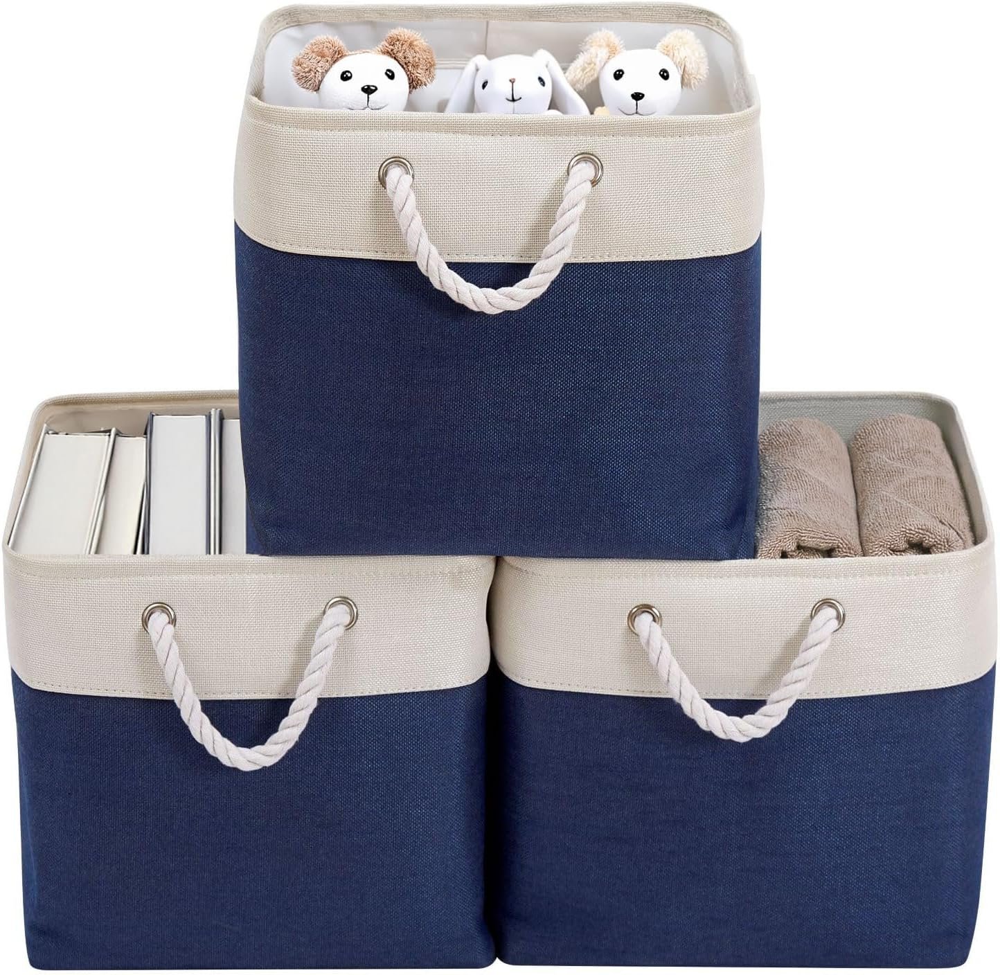 DECOMOMO Cube Storage Bin 13×13 with rope handles, Kallax Storage Cubes