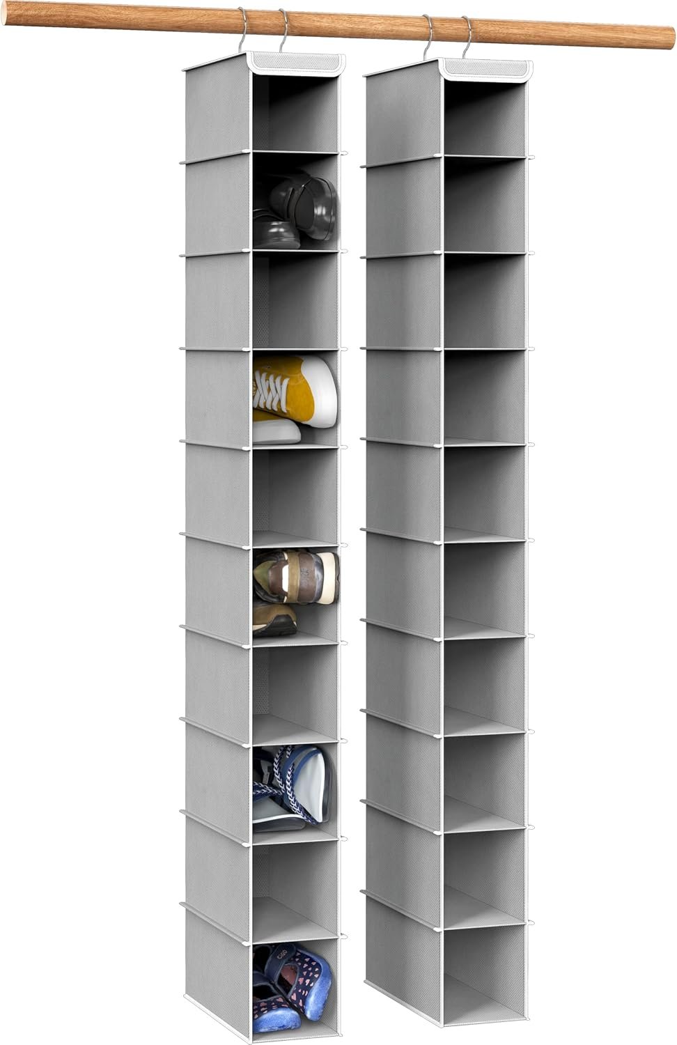 Simple Houseware 2 Pack 10 Shelves Hanging Shoe Organizer, Gray
