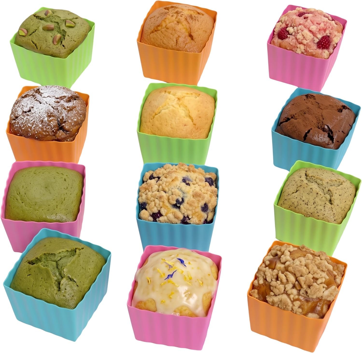 Bakerpan Silicone Reusable Mini Cupcake Liners for Cupcakes – Set of 12