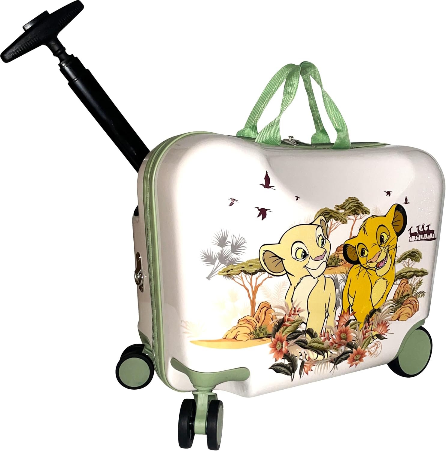 Fast Forward Ride-On 18″ Suitcase For Kids/Tow-Along Toddler Carry-On Luggage With Wheels (Lion King)