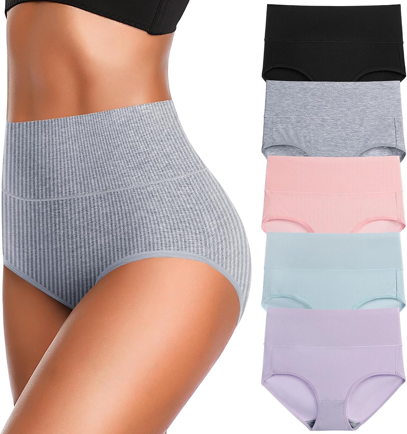 Womens Underwear High Waist Cotton Underwear Soft Underwear Super Stretchy Briefs Full Coverage Panties Women