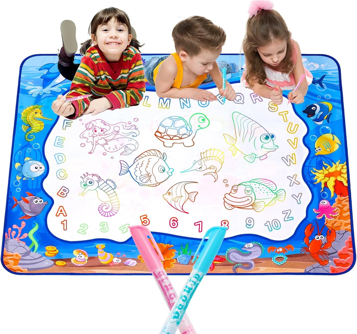 39 × 31 inch Reusable Water Doodle Mat for Toddlers, Mess-Free Painting Toy