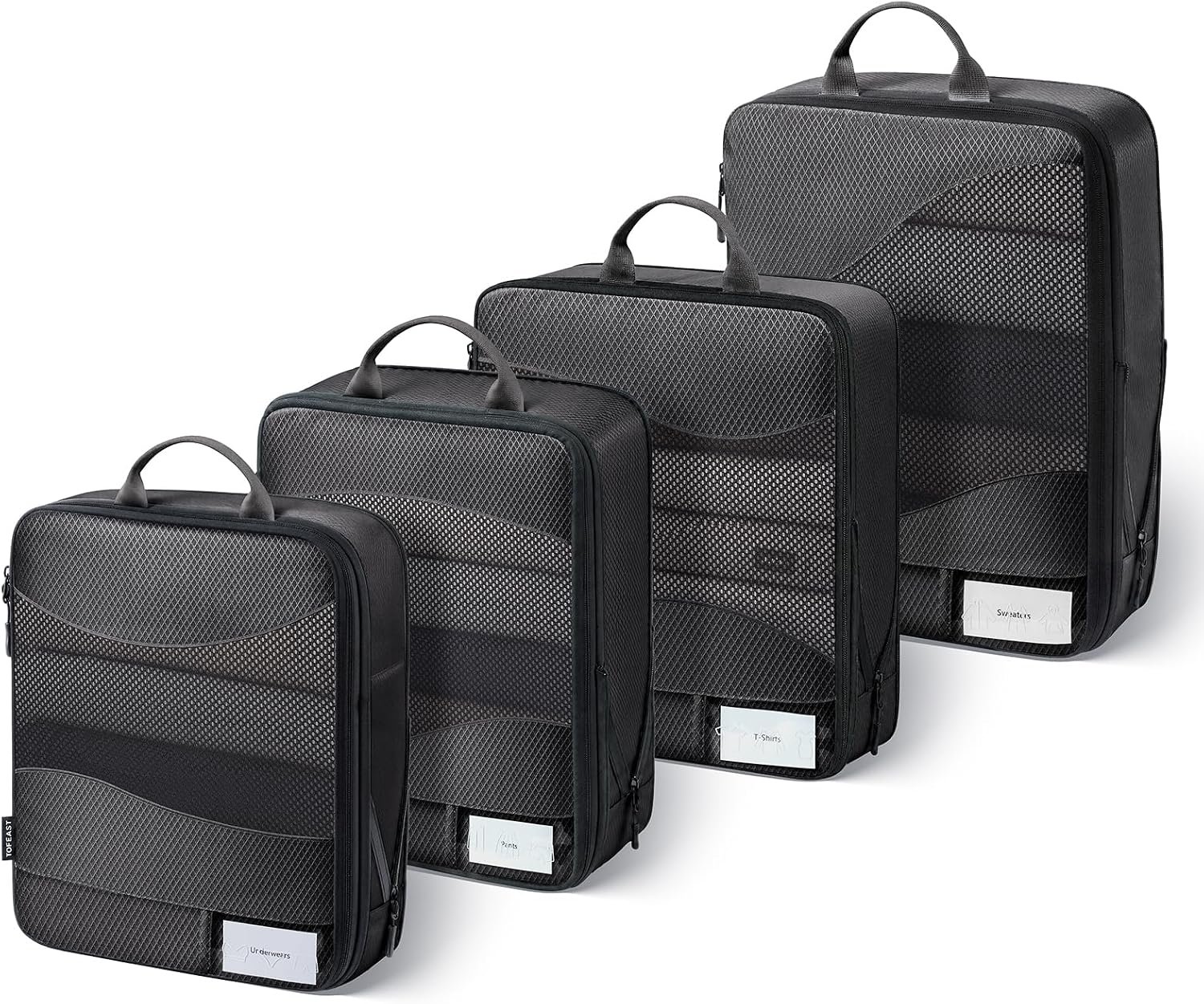 TOPEAST Compression Packing Cubes 4 Set Suitcase Organizer Bags for Travel