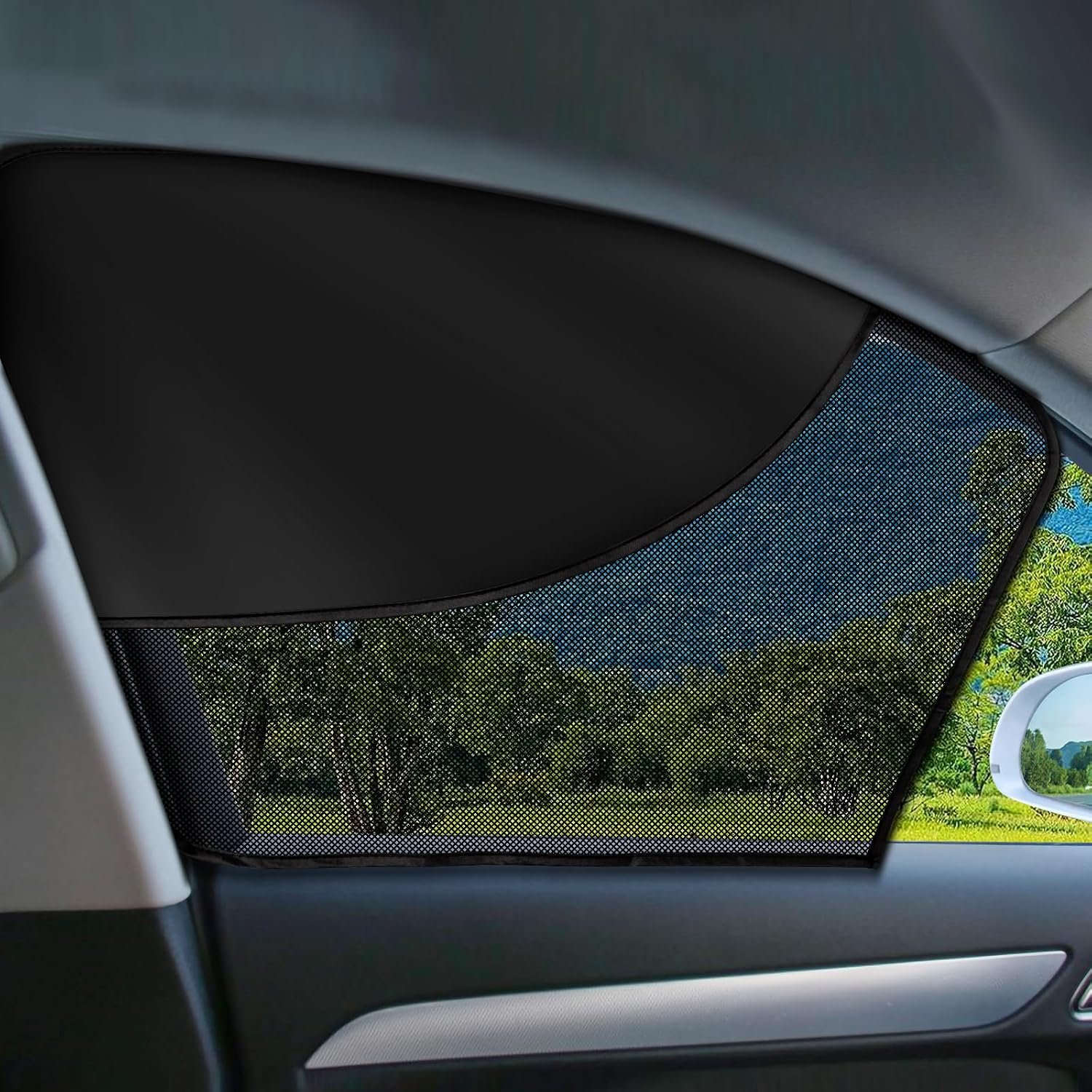 2 PCS Car Window Shades, Magnetic Double Layer Car Side Window Sun Shades with Full Shade/Half Shade, Front Window Covers for Driver,Car Accessories