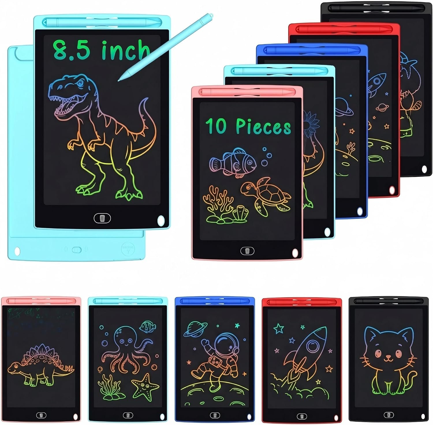 Party Favors for Kids, 10 Pack 8.5 Inch LCD Writing Tablet for School Classroom Rewards, Bulk Birthday Gifts for Boys & Girls Age 3-8, Mess-Free Travel Toys for Toddlers & Preschool Learning