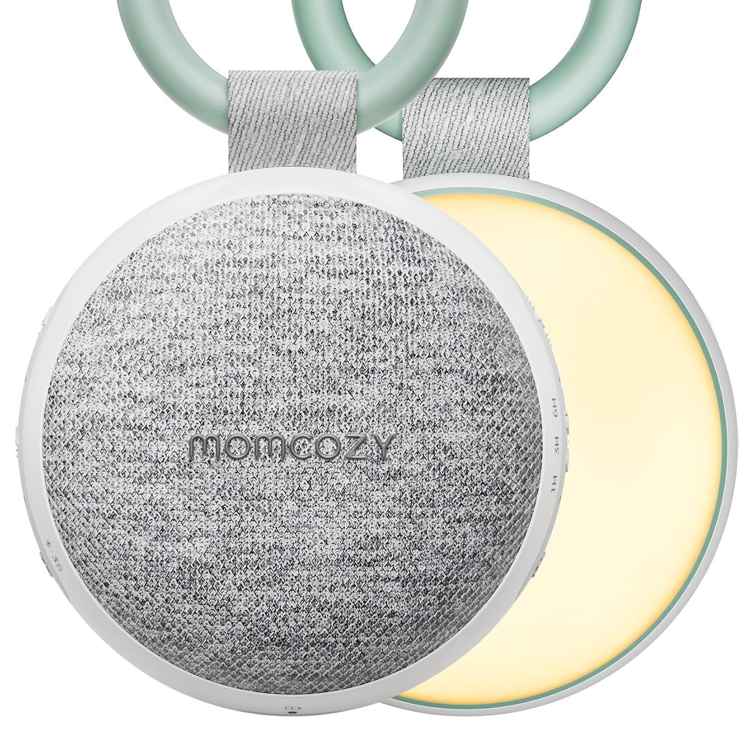 Momcozy Portable Sound Machine with Night Light, White Noise Sound Machine for Baby, 20 Soothing Sounds, Sound Therapy, Long-Lasting Power, Timer, Clips on Stroller, Baby Shower Gifts