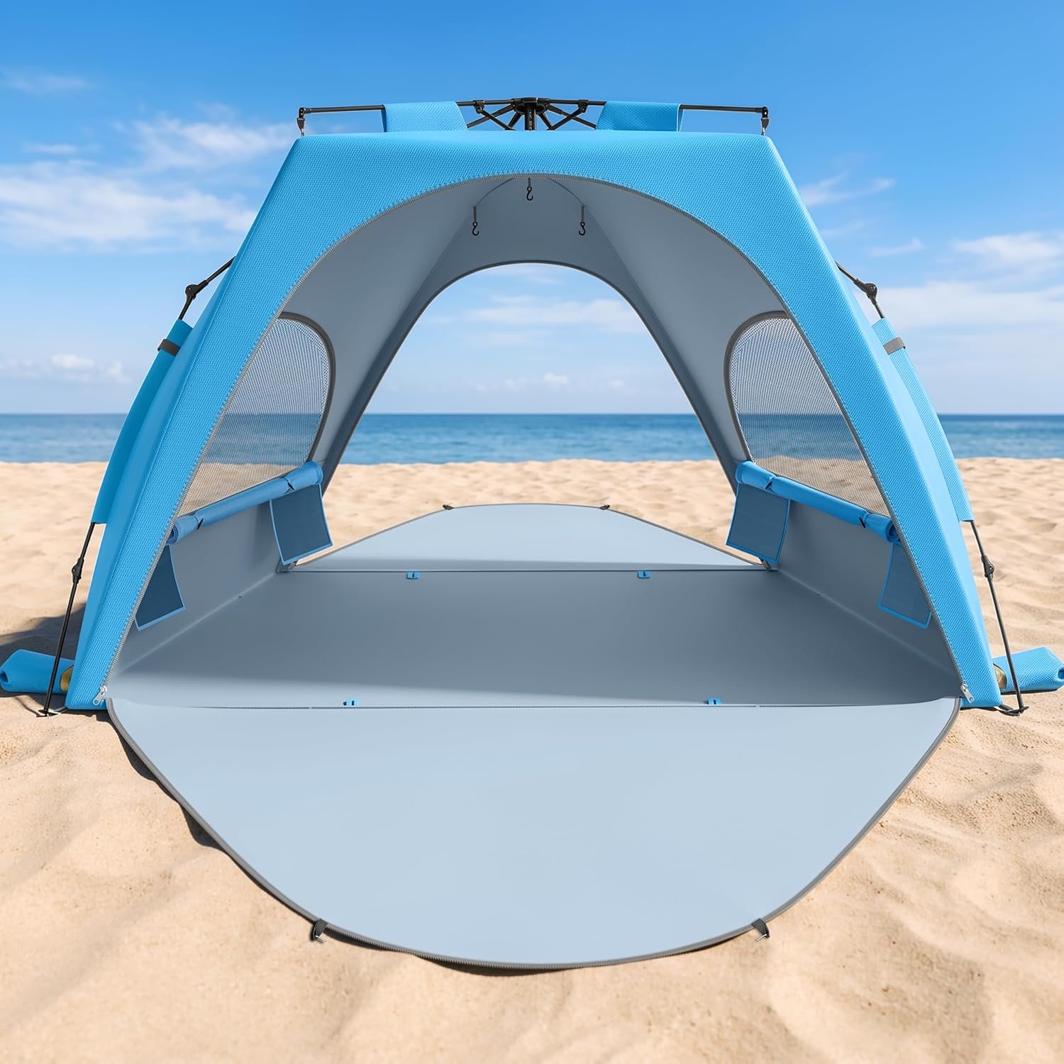 Raynesys Pop up Beach Tent Sun Shelter for 3-4 Person, Sky Blue