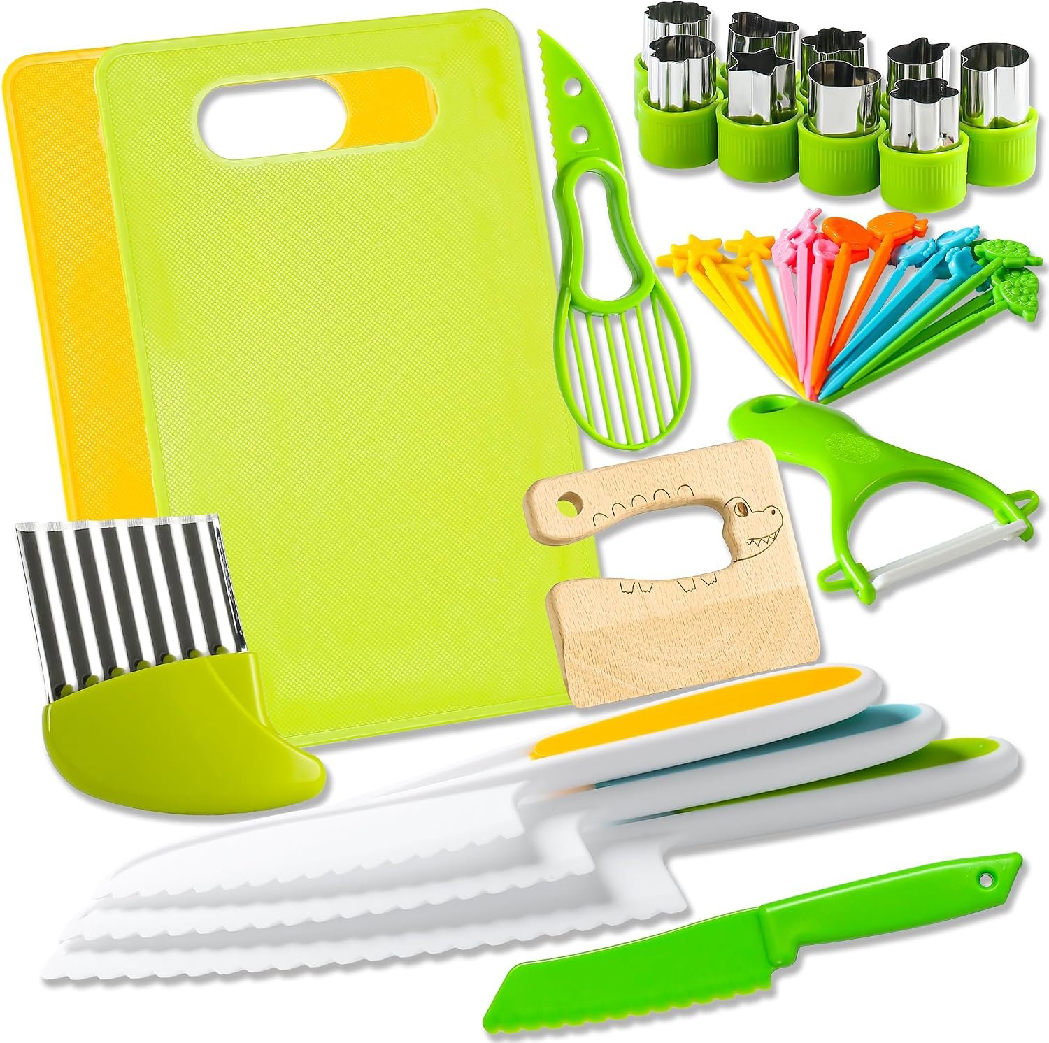 40Pcs Kids Knife Set for Real Cooking | Montessori Kitchen Tools | Age 4-12