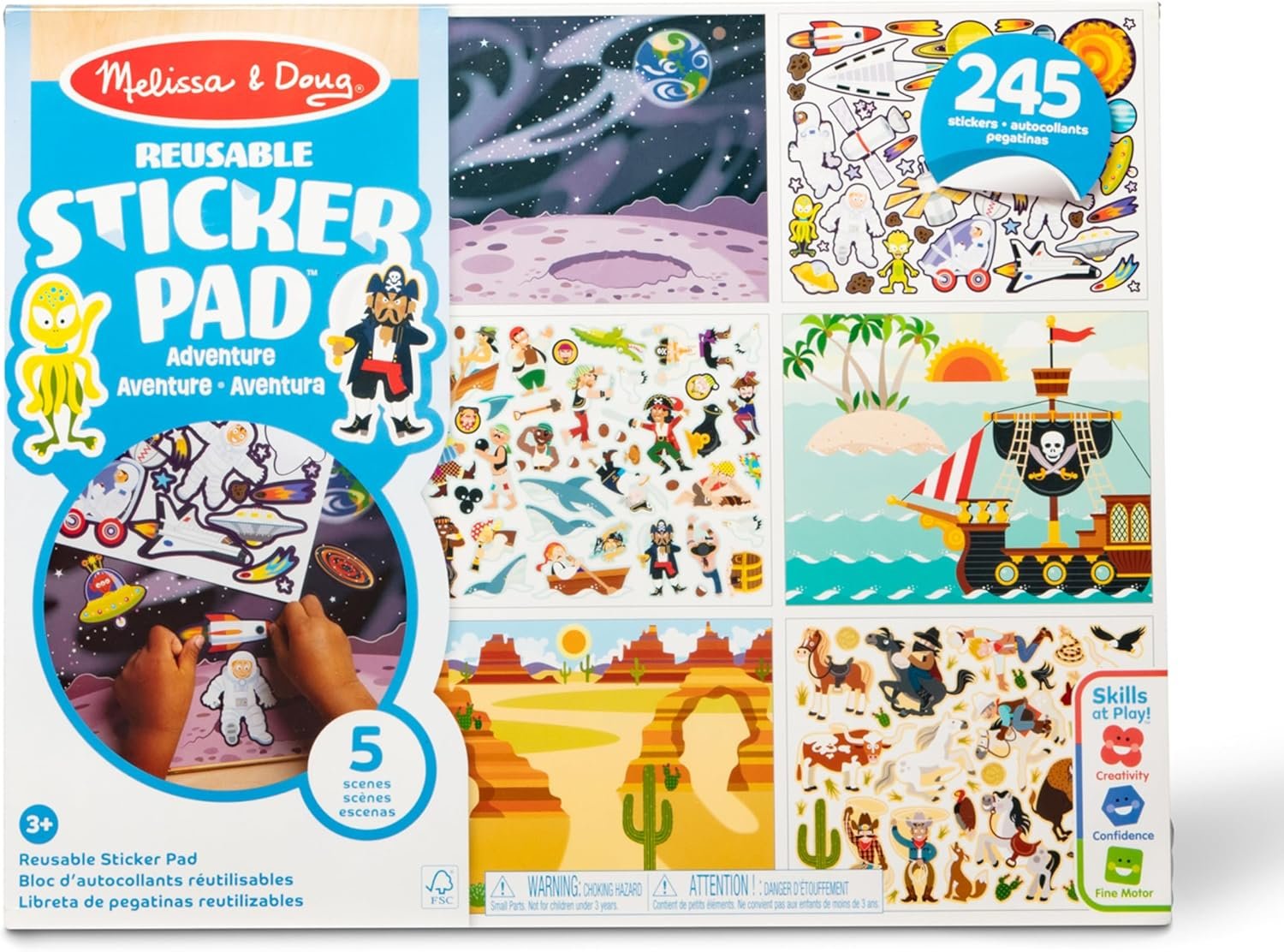 Melissa & Doug Reusable Sticker Pads Set: Adventure – 245+ Stickers