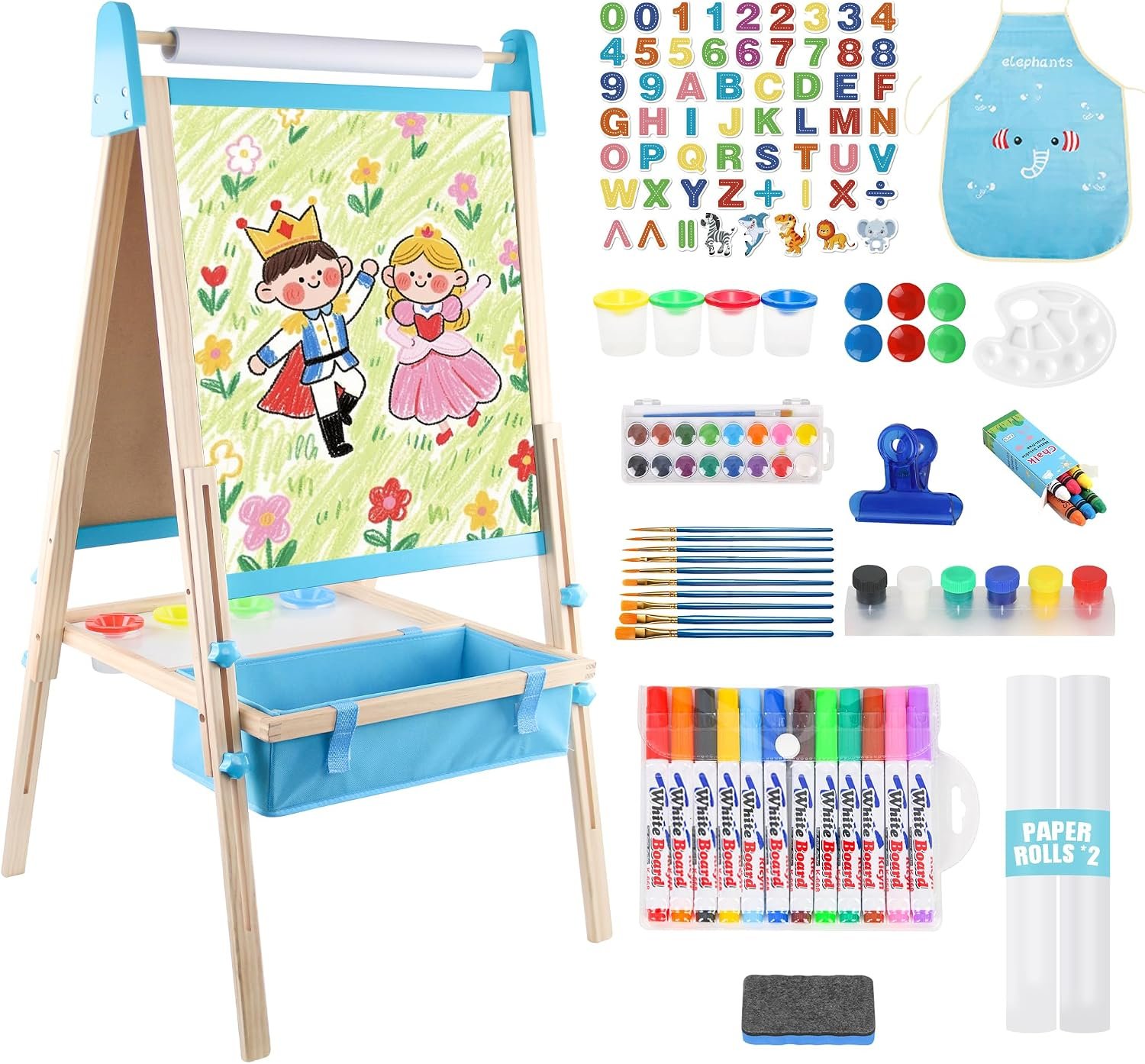 Easel for Kids Adjustable Art Easel Wooden Easel Chalk Board for Kids