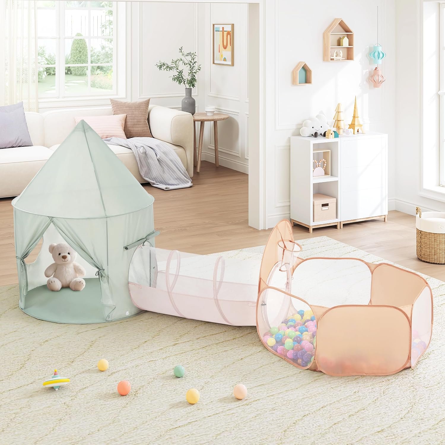 UTEX Pointed-Roof 3 in 1 Pop Up Play Tent with Ball Pit