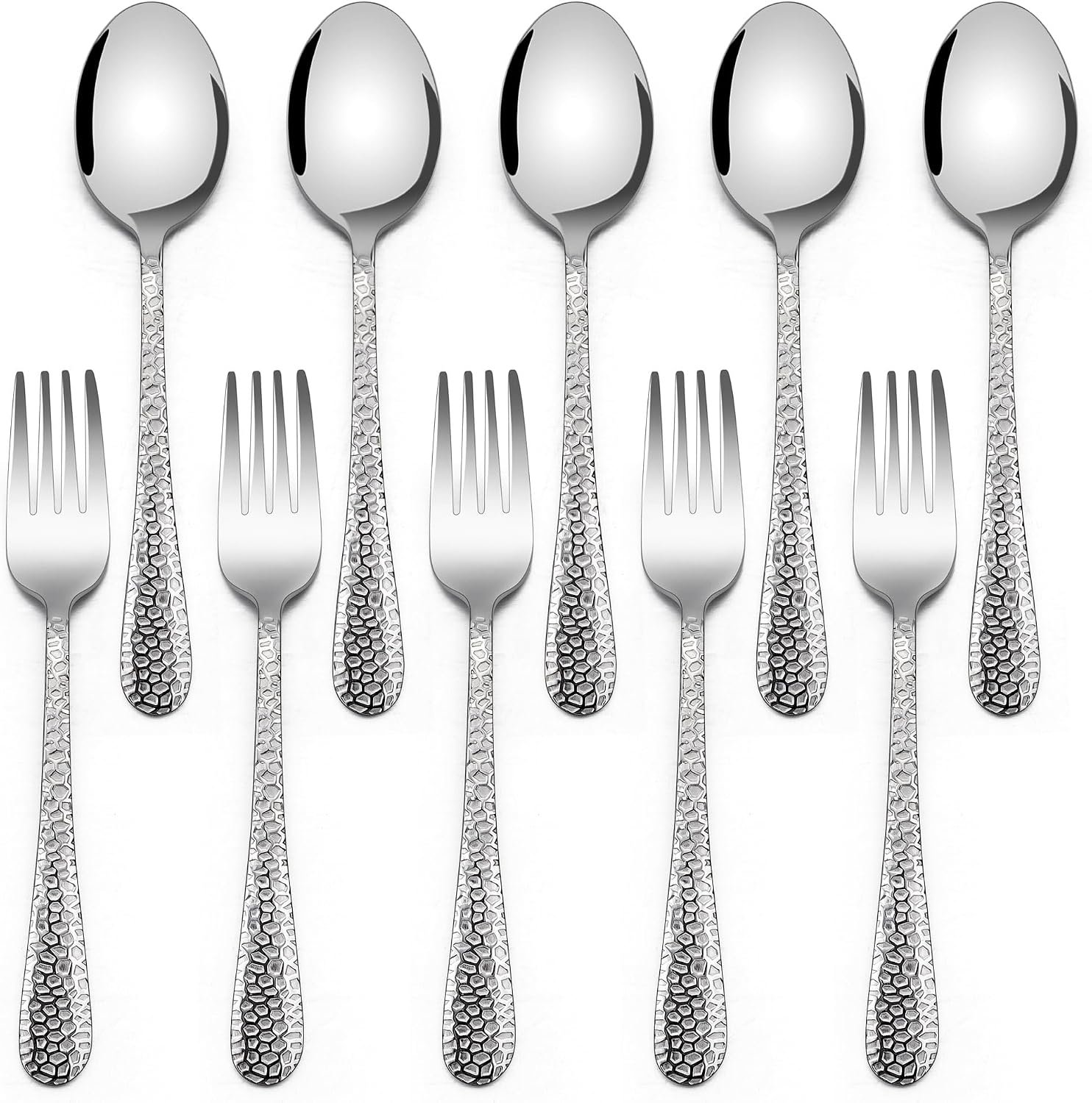 E-far Kids Silverware Toddler Utensils, 10-PCS Stainless Steel Fork & Spoon
