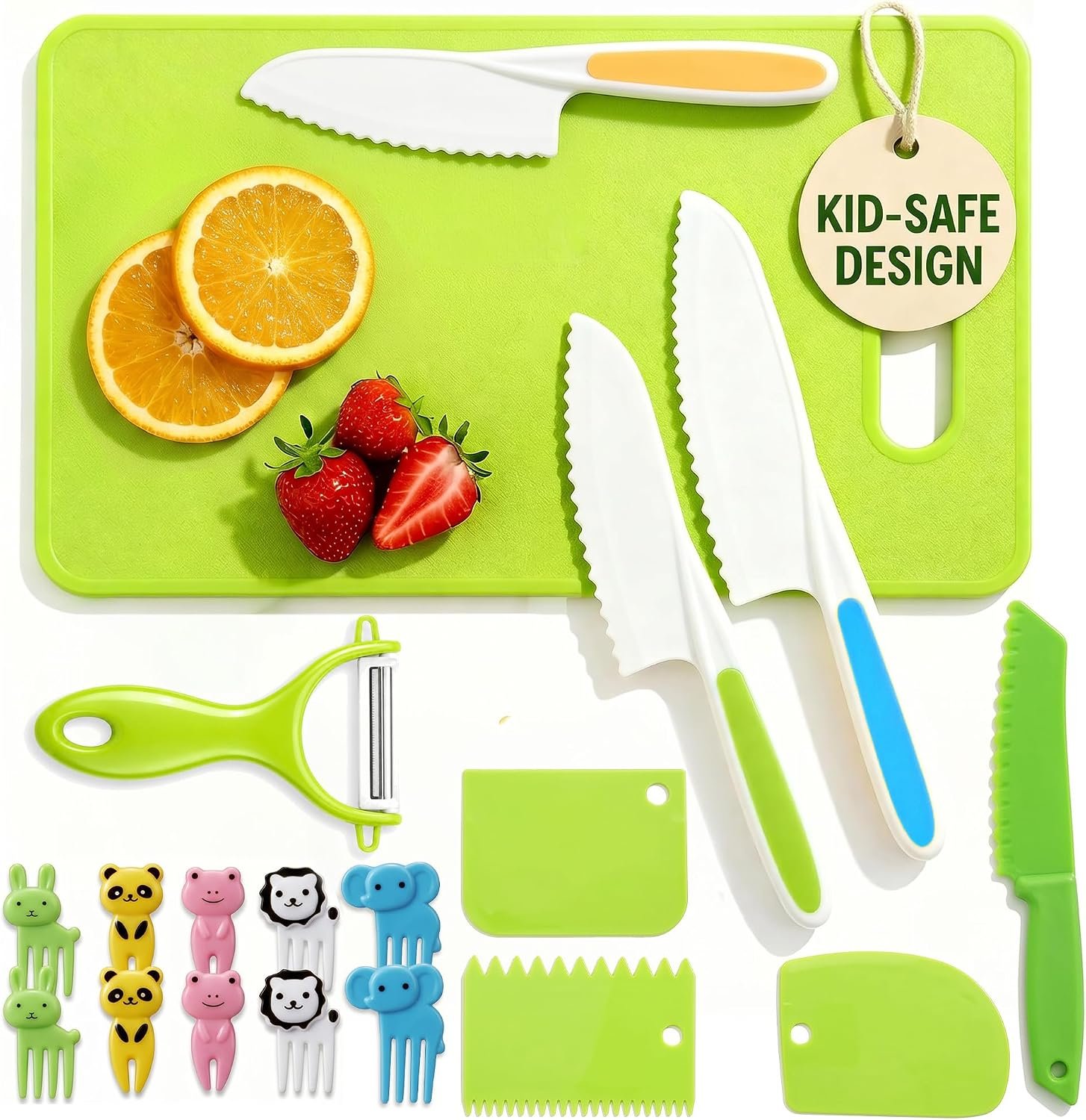 Kids Knife Set for Real Cooking -19Pc Montessori Kitchen Tools for Toddlers